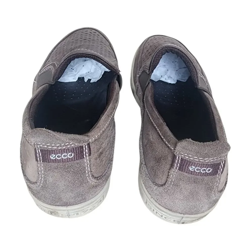 ECCO Collin Perf Slip-On Sneakers Size 44 Pewter Geometric Perforation Goring.